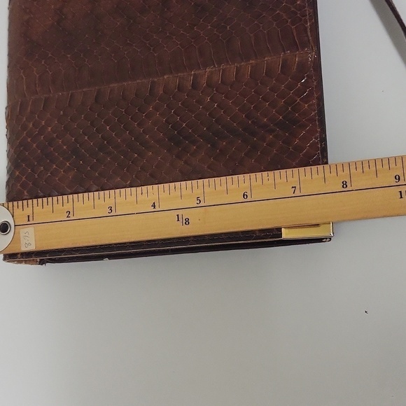 La Belle Genuine Brown Snakeskin leather  Clutch Purse / Shoulder Bag . - Picture 11 of 14